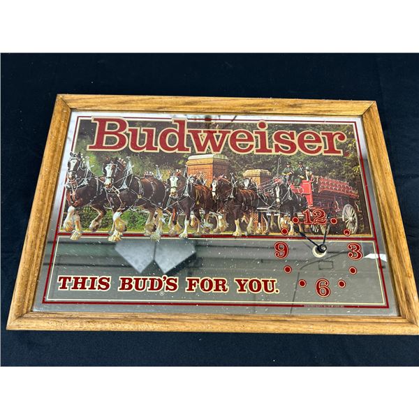Mirrored Budweiser 12" x 24" Wall Clock