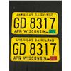 Image 1 : Wisconsin Matching Set 1971-1972 License Plates