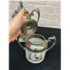 Image 7 : Vintage Antique Enamelware Pewter Tea Set Egret Heron Design unmarked
