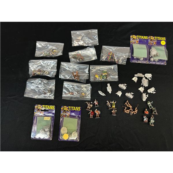 Lot of Assorted Pewter Miniatures DND Tabletop Ral Partha, Knights, Mounts, Titans, Etc
