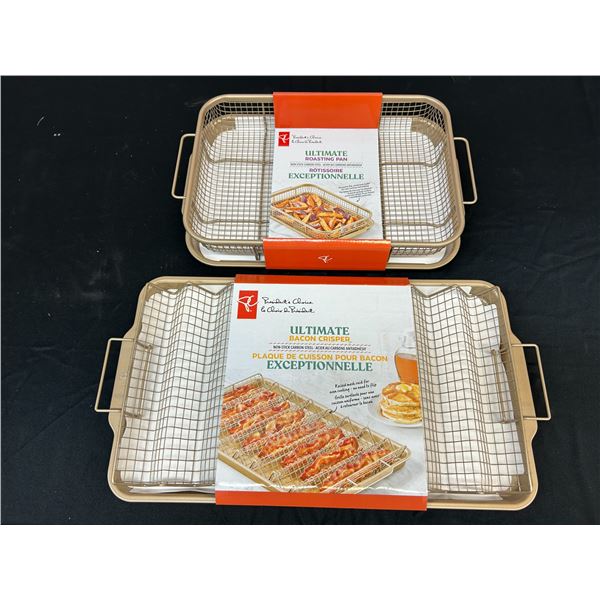Lot of 2 Ultimate Roasting Pan and Bacon Crisper NEW