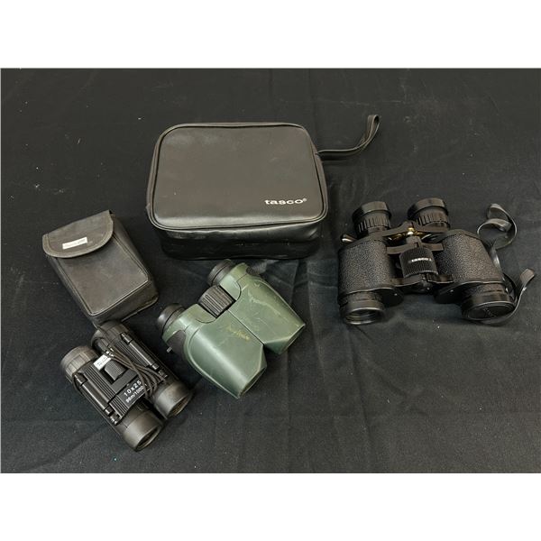 Lot of 3 Tasco 7x 15x35, 10x25 and Red Tone Binoculars