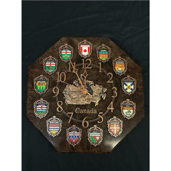 Copper Provinces of Canada Wall Clock 11"