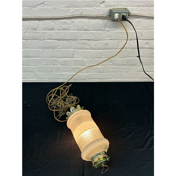 Vintage MCM White Cylindrical Swag Chain Lamp (some scuffing, works)