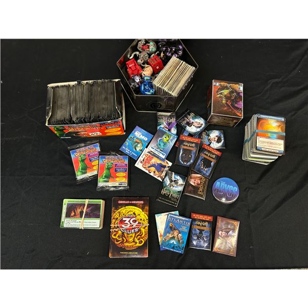 Lot of Assorted Bakugan, Harry Potter Magnets, Attack of the Dinosaurs Booster Card Packs, Etc