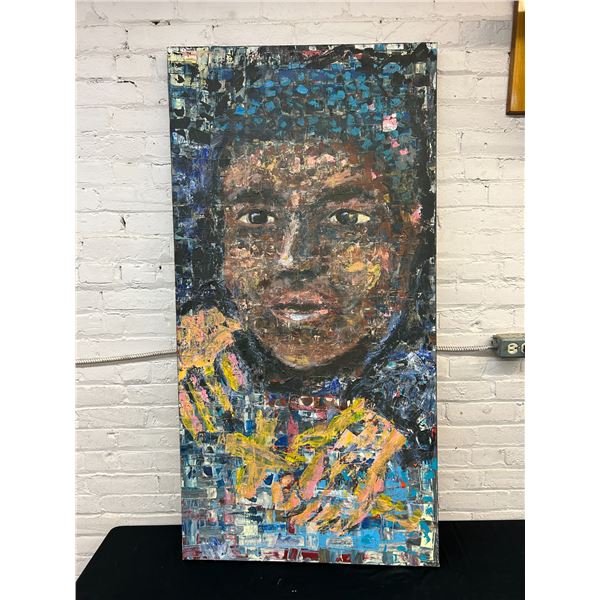 Modern Canvas Painting Unsigned 28" x 35" Portrait of Man