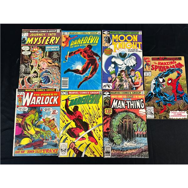 Lot of 7 Vintage Comic Books Moon Knight #1, The Amazing Spider-Man #375, Man Thing #1, etc