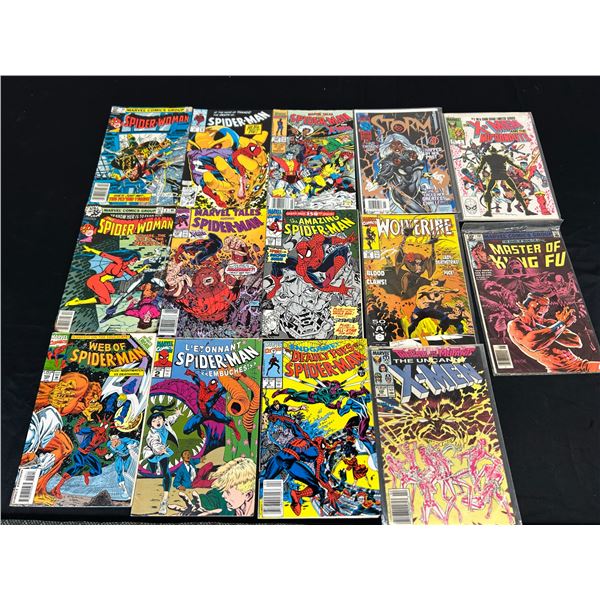 Lot of 14 Marvel Comic Books X-Men, Spider-Man, Master of Kung Fu, Wolverine, Etc