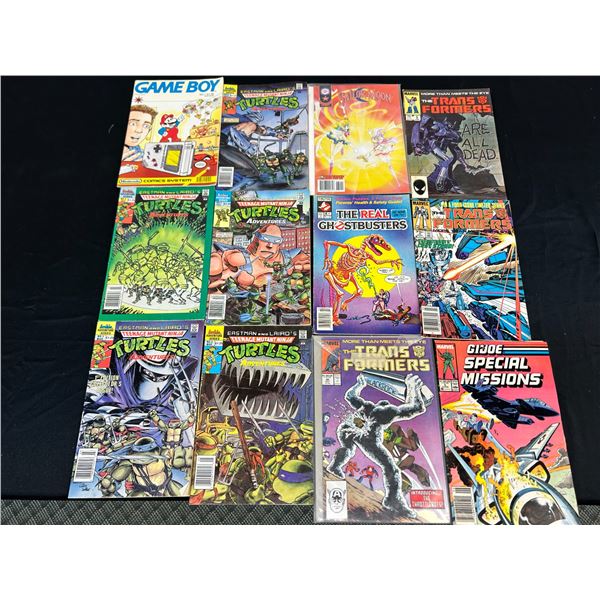 Lot of 12 Transformers, GI Joe Special Missions, Game Boy Nintendo, TMNT Comic Books