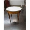 Image 1 : VINTAGE MARBLE TOP FRENCH BOUILLOTTE TABLE WITH BRASS GALLERY