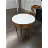 Image 6 : VINTAGE MARBLE TOP FRENCH BOUILLOTTE TABLE WITH BRASS GALLERY