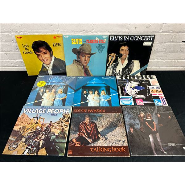 Lot of 9 Elvis, Village People, Stevie Wonder Record LPs
