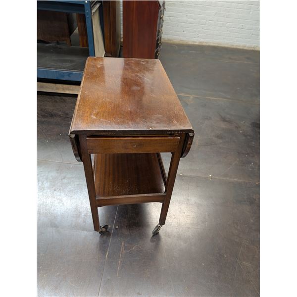 Vintage Oak? Drop Leaf Tea Trolley Table On Castors