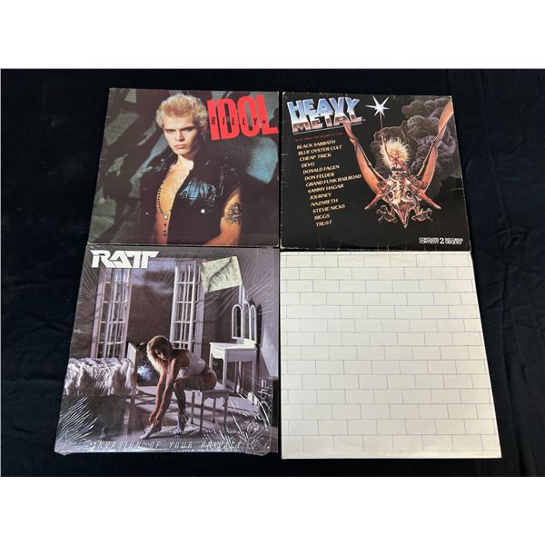 Lot of 4 Vinyl Records LPs RATT, Pink Floyd, Heavy Metal, Billy Idol