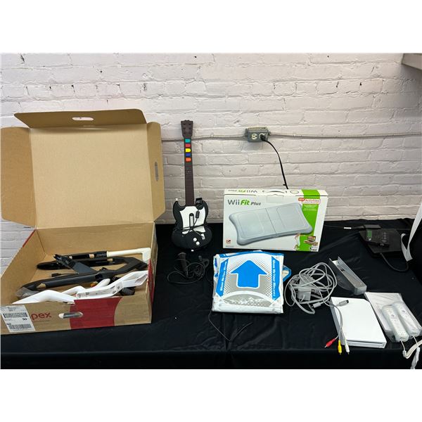 Nintendo Wii Console Bundle with Accessories, Controllers, Wii Fit, Dance Mat, Guitar, Guns