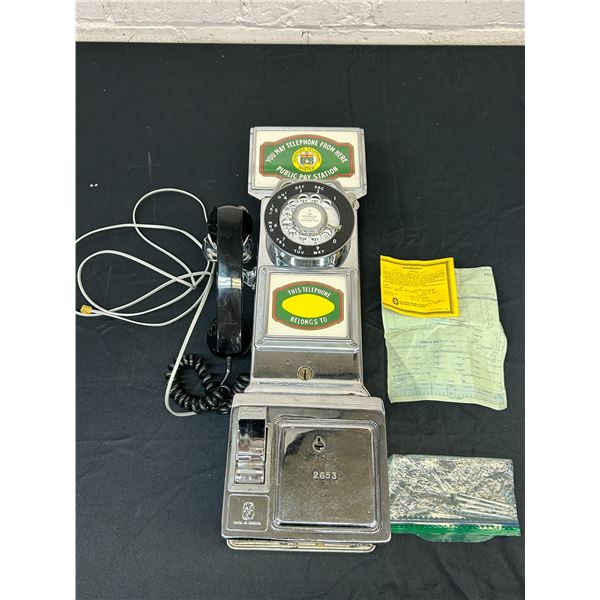 Vintage Chrome Rotary Coin Operated Pay Phone Manitoba Telephone System MTS