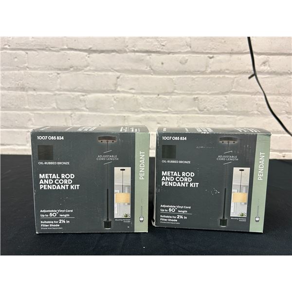 Lot of 2 Metal Rod and Pendant Kit Ceiling Fixtures Oil Rubbed Bronze Colour