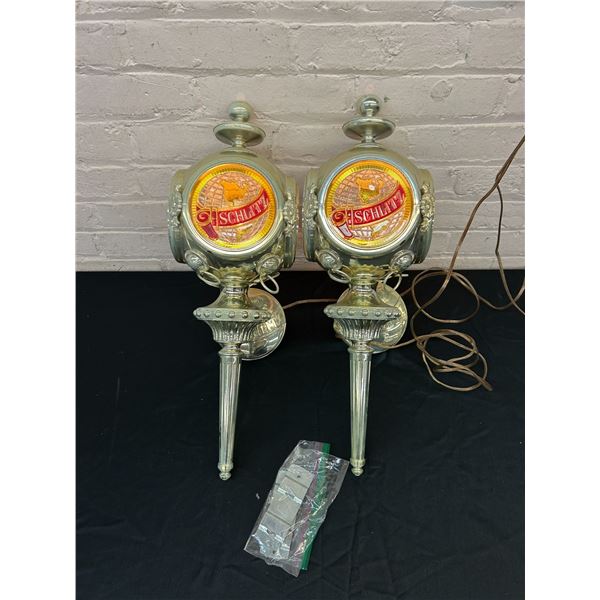 Pair of Schlitz Electric Wall Sconces Bar Sign Man Cave Decorations
