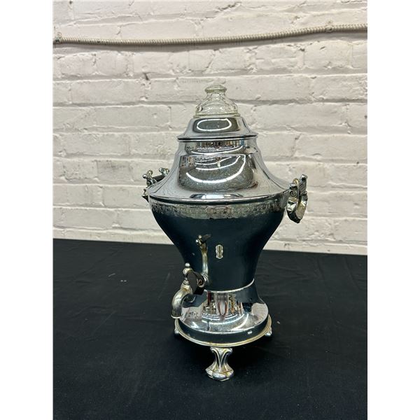 United Automatic Coffee Maker Vintage Chrome Percolator Carafe with Spout (needs cable, lop sided)