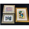Image 1 : Lot of 3 Framed Original Lillian Austin Paintings Abstract 7x9, 10x12