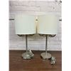 Image 1 : Pair of Table Lamps White Fabric Shade, Chain Detail 22" Modern