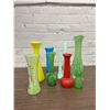 Image 1 : Lot of Art Glass Primary Colour Vases, Green Glass, Vintage MCM, Etc