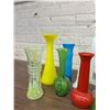 Image 2 : Lot of Art Glass Primary Colour Vases, Green Glass, Vintage MCM, Etc
