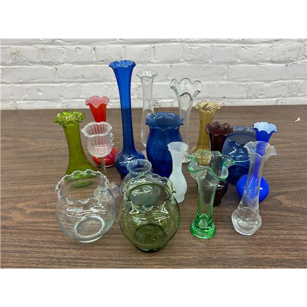 Lot of Assorted Coloured Glass Vases