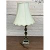 Image 1 : Table Lamp (as is) with Metal and Glass Accents. White Fabric Shade