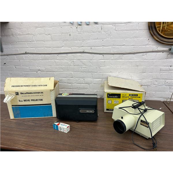 Lot of 2 Bell & Howell 8mm Movie Projector and 6x6 Opaque Projector Vintage (untested)