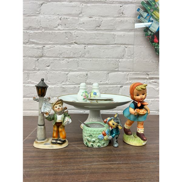 Lot of Japan Porcelain Figurines, Footed Server, Salt Pepper Shakers, etc