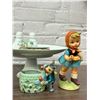 Image 3 : Lot of Japan Porcelain Figurines, Footed Server, Salt Pepper Shakers, etc