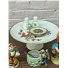 Image 4 : Lot of Japan Porcelain Figurines, Footed Server, Salt Pepper Shakers, etc