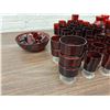 Image 3 : Large Assortment of Vintage MCM Ruby Red Service ware Cups, Shot Glasses, Vases, etc