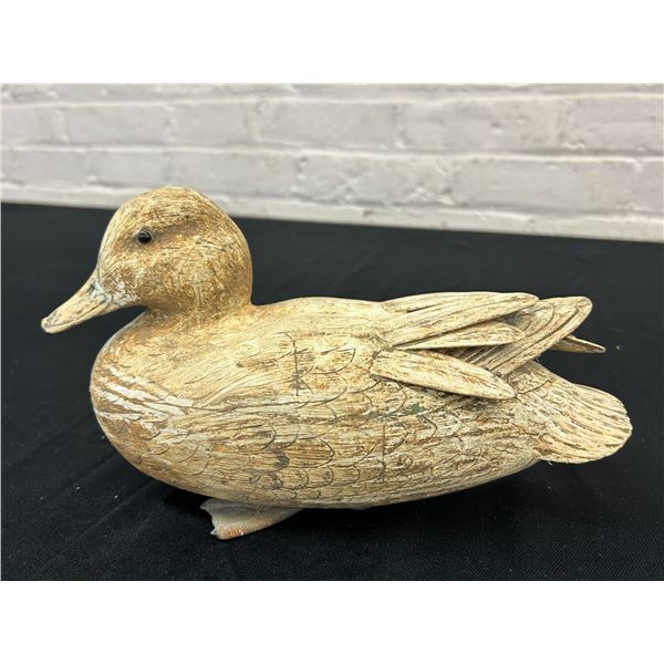 Hand Carved Wooden Duck Artist Signed Decoy? 10"