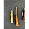 Image 4 : Vintage Pocket Knife Lot w/ Choix Opinel no.7, Imperial Fish knife 3.5" & Forest Friend? Japanese Mu