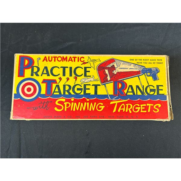 Vintage Louis Marx Toy Automatic Practice Target Range w/Spinning Targets. With Box. Works. 1950s-19