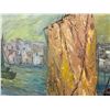 Image 3 : Large Signed Impasto Oil Painting of Harbour Scene in Ornate 32x24" Frame