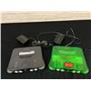 Image 1 : Lot of 2 Nintendo N64 Console Decks Jungle Green and Standard, Expansion Pack