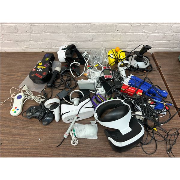 Assorted Video Game Accessories Lot Playstation VR, Move, Cables, Genesis, Etc