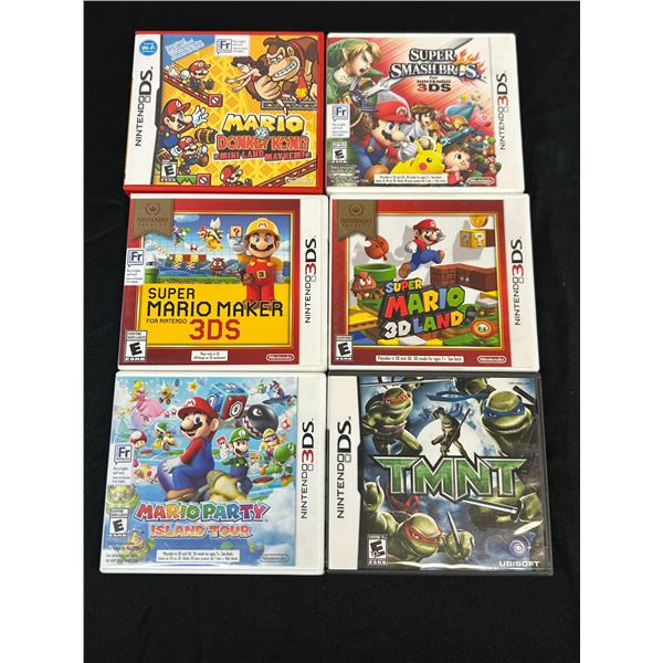 Lot of 5 Nintendo 3DS Super Mario Games and 1 DS Game TMNT, Smash Bros, 3D Land, Mario Donkey Kong