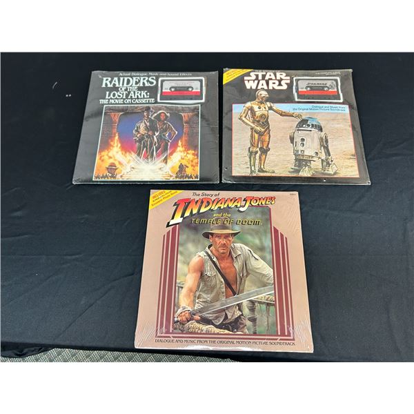 Lot of 3 SEALED Vinyl Record Indiana Jones and 2 Star Wars Cassette Tape Star Wars Stories