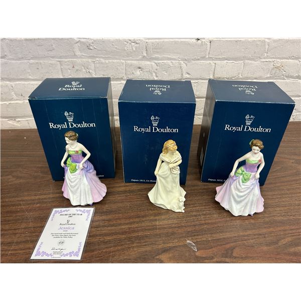 Lot of 3 "Jessica" and "A Morning Walk" Royal Doulton Porcelain Figurines w boxes