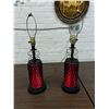 Image 6 : Vintage Gothic Spun Plastic MCM Table Lamps Red *working