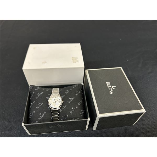 Bulova Women's Quartz Silver-Tone Calendar Stainless Steel 25mm Watch 96M111