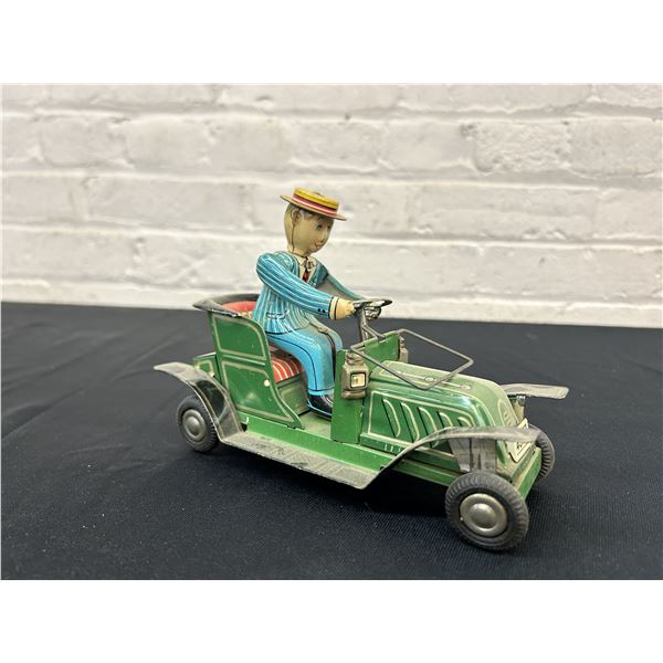 Vintage Nomura T.N Tin Friction Jalopy Car Toy #4317 w/ Driver Working 7.5"