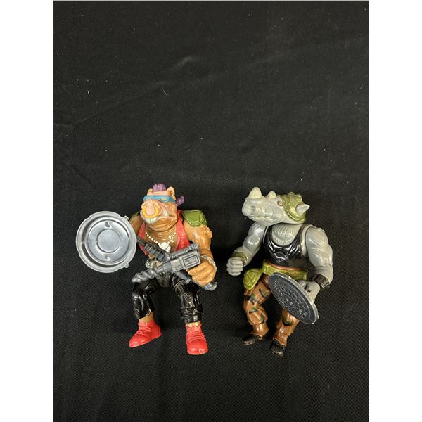 Bebop & Rocksteady Vintage TMNT Ninja Turtles Figures with Weapons1988