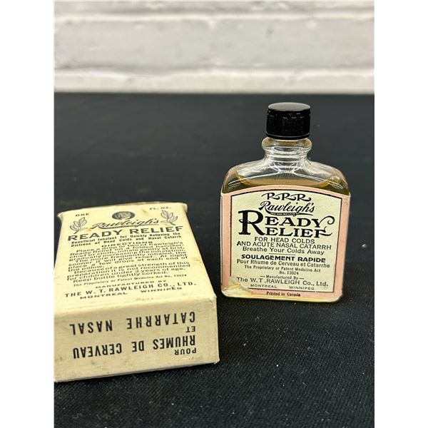Antique~Vintage RAWLEIGH’S READY RELIEF Bottle W/Box & Instructions Canada
