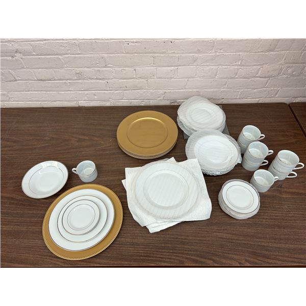 8 Person Dining Set Porcelain White with Gold Trim by Presidents Choice