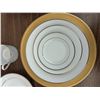 Image 2 : 8 Person Dining Set Porcelain White with Gold Trim by Presidents Choice
